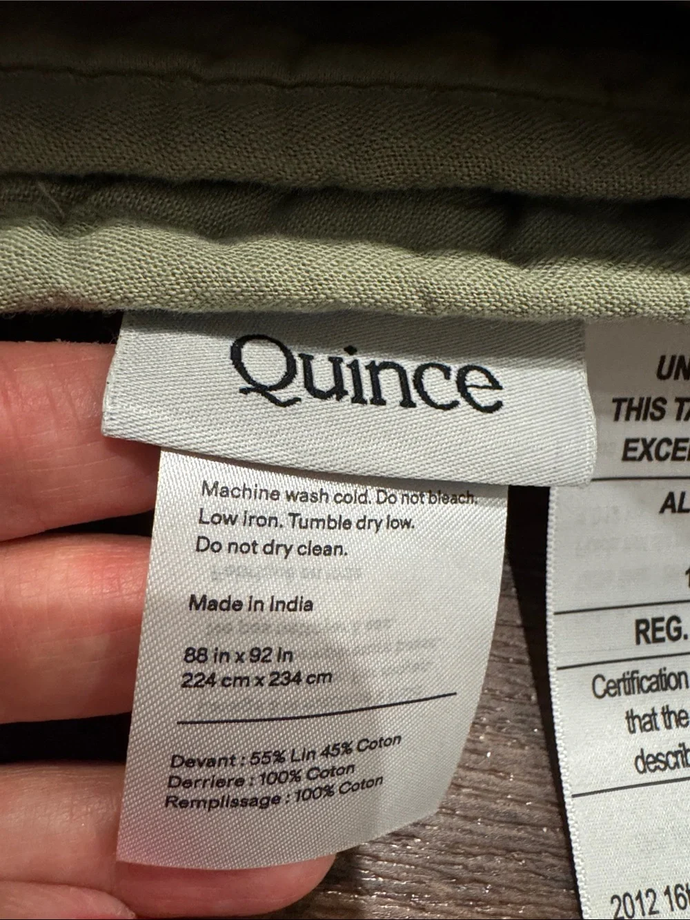 Quince NWOT European Linen Cotton Stitch Quilt Sage Green. No Shams